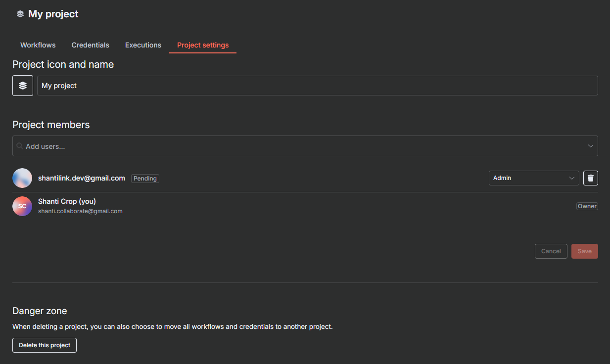 Example two users project
